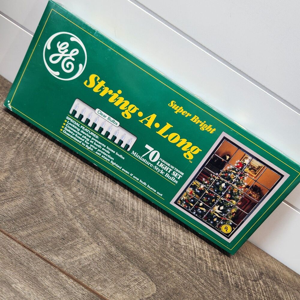 GE String A Long Super Bright Clear Christmas Lights 70 Miniature Bulbs Vintage